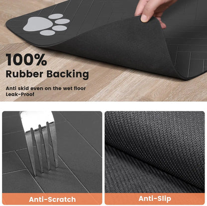 Mat-Absorbent Pet Placemat for Food and Water Bowl with Waterproof Rubber Backing Quick Dry Water Mat
