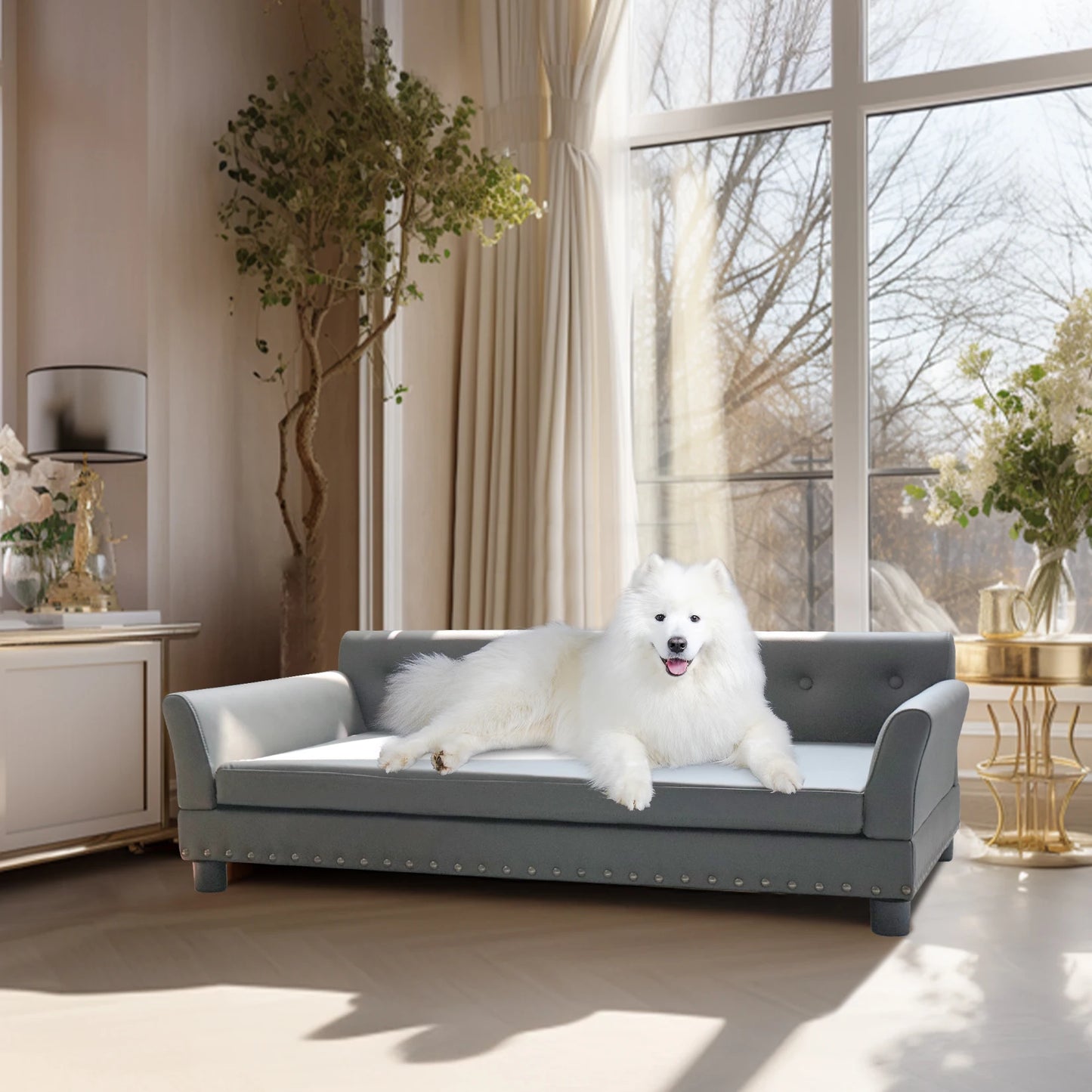 Sofa Mat Microfiber Leather Cover for Large Pet Snuggle Lounge Chair with Removable Cushion