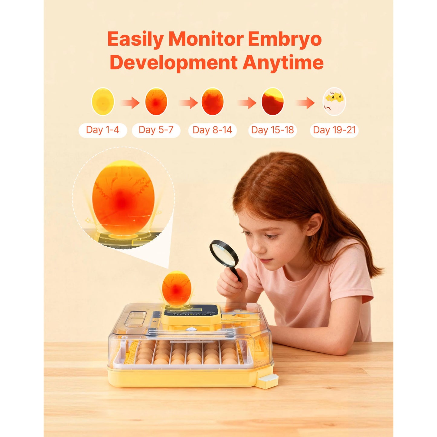 SucceBuy Egg Incubator with LED Candler Temperature Display, Auto Humidity Control