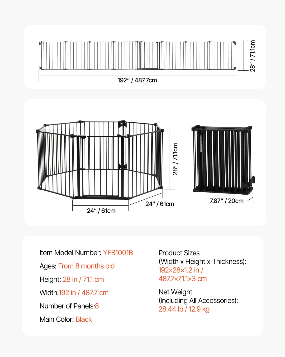 Baby Gate 28/30/36 Inches