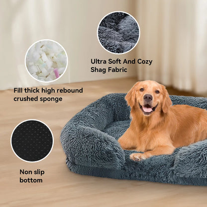Thickened orthopedic dog bed for large dogs - egg sponge, easy to remove and wash plush cover,