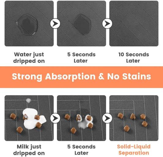 Mat-Absorbent Pet Placemat for Food and Water Bowl with Waterproof Rubber Backing Quick Dry Water Mat