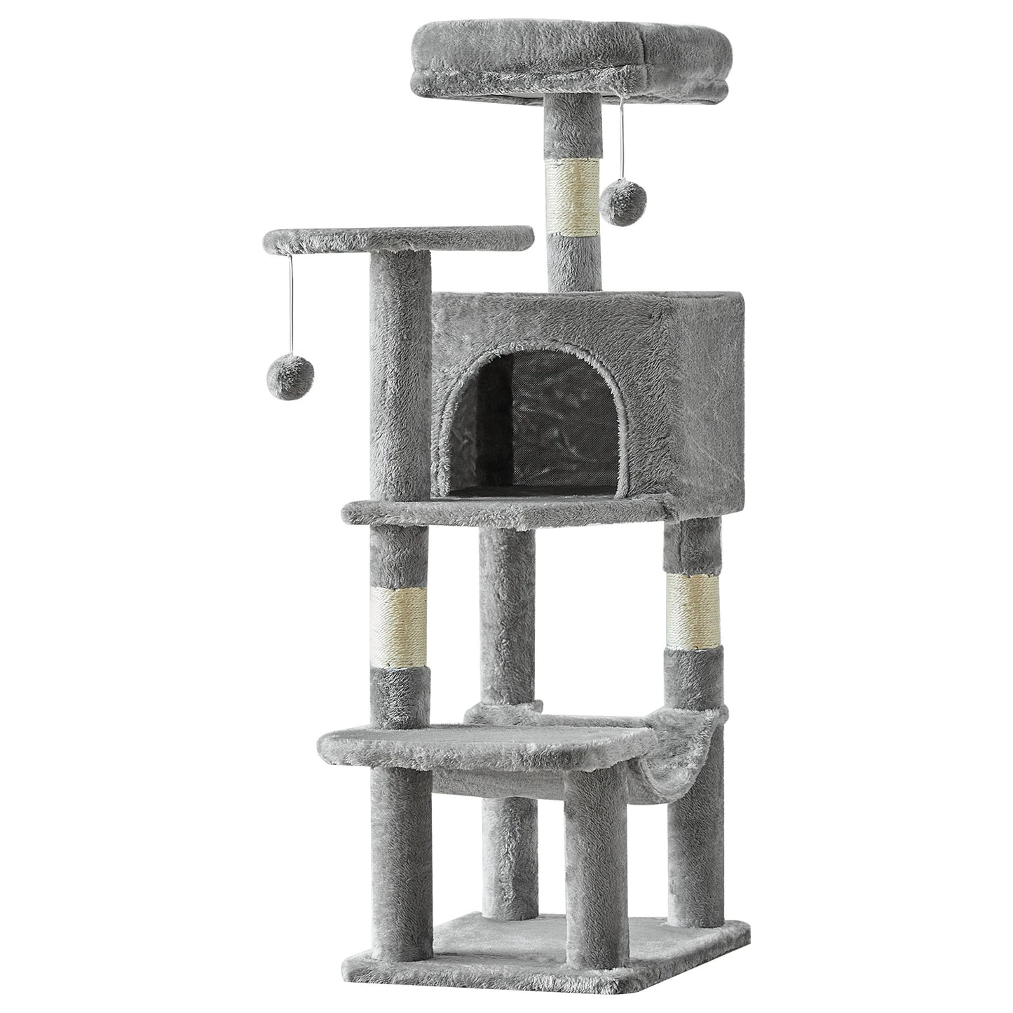 JHK 44In Cat Tree Tall Multi-Cat Climbing Tower Natural Sisal Scratching