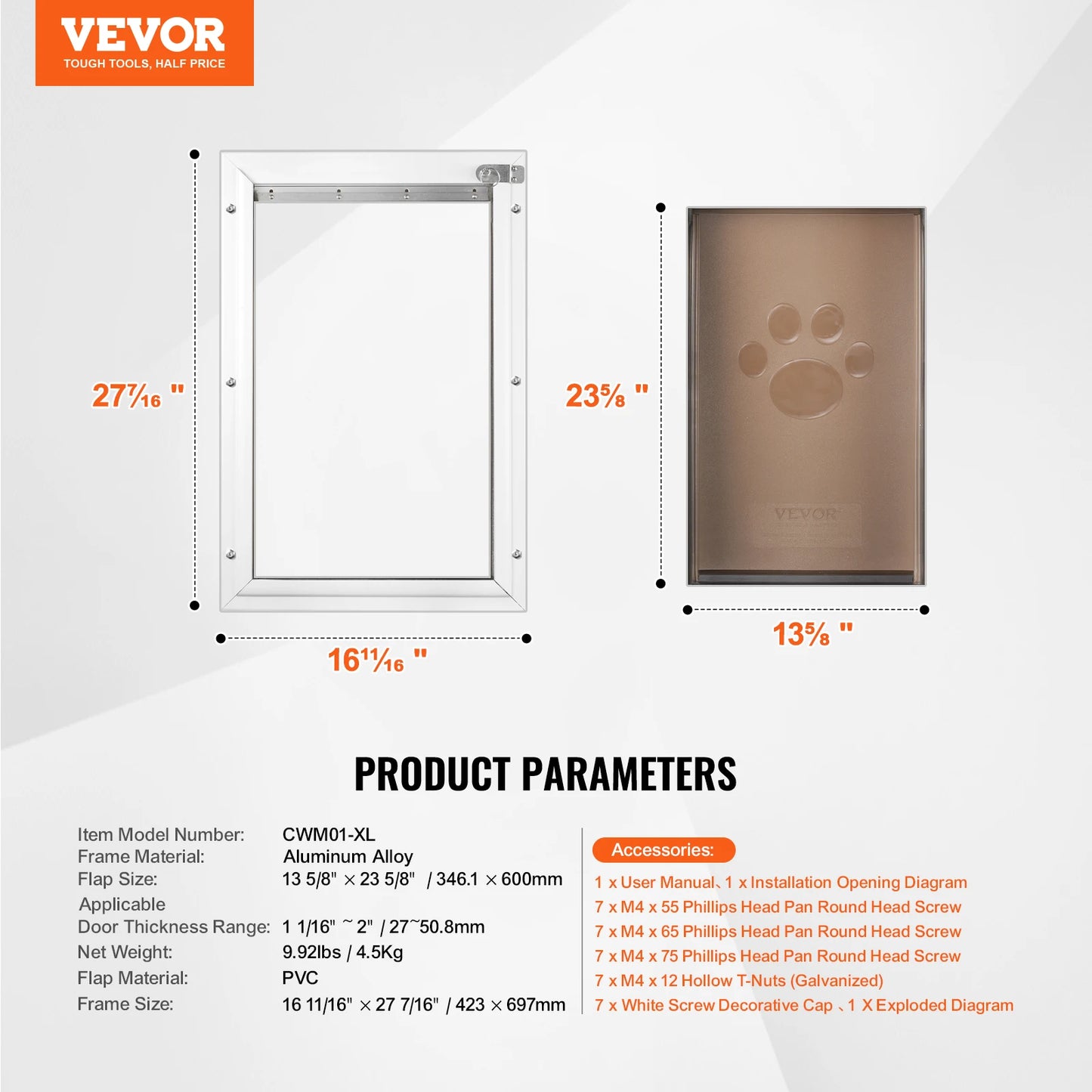 SucceBuy Pet Door Aluminum Frame with Lock and Flap System  Easy to Install in Interior or Exterior Doors