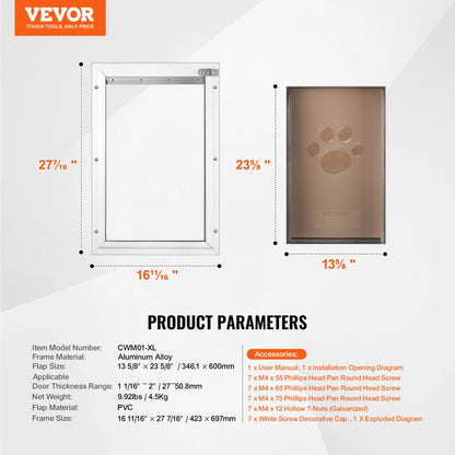 SucceBuy Pet Door Aluminum Frame with Lock and Flap System  Easy to Install in Interior or Exterior Doors