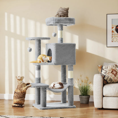 JHK 44In Cat Tree Tall Multi-Cat Climbing Tower Natural Sisal Scratching